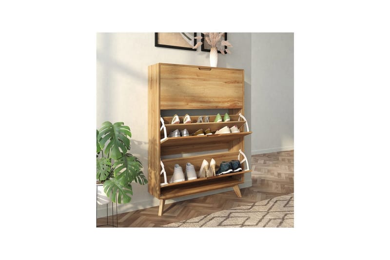 Skoplagring Ezra 3 klaffer 89x24x125 cm, Wotan eik - 89x24x125 cm, Wotan eik - Oppbevaring - Skooppbevaring - Skoskap