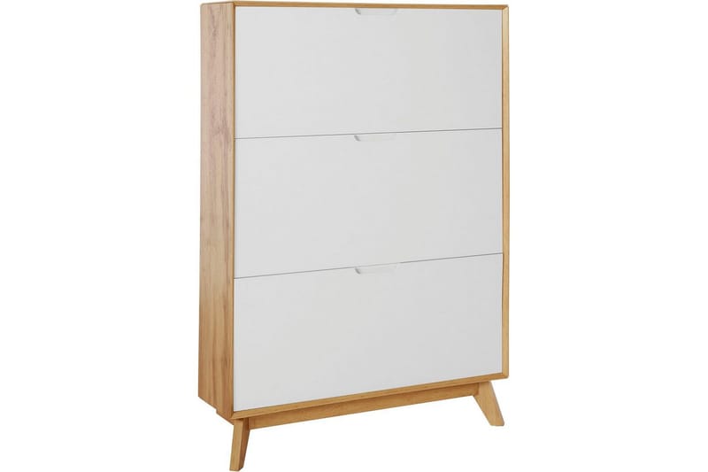 Skoplagring Ezra 3 klaffer 89x24x125 cm, Wotan eik/hvit - 89x24x125 cm, Wotan eik/hvit - Oppbevaring - Skooppbevaring - Skoskap
