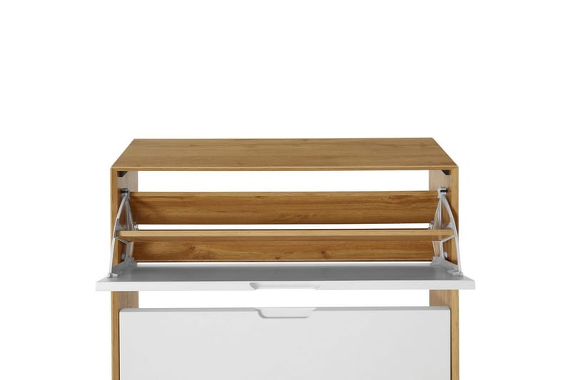 Skoplagring Ezra 3 klaffer 89x24x125 cm, Wotan eik/hvit - 89x24x125 cm, Wotan eik/hvit - Oppbevaring - Skooppbevaring - Skoskap