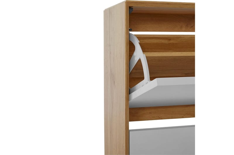 Skoplagring Ezra 3 klaffer 89x24x125 cm, Wotan eik/hvit - 89x24x125 cm, Wotan eik/hvit - Oppbevaring - Skooppbevaring - Skoskap