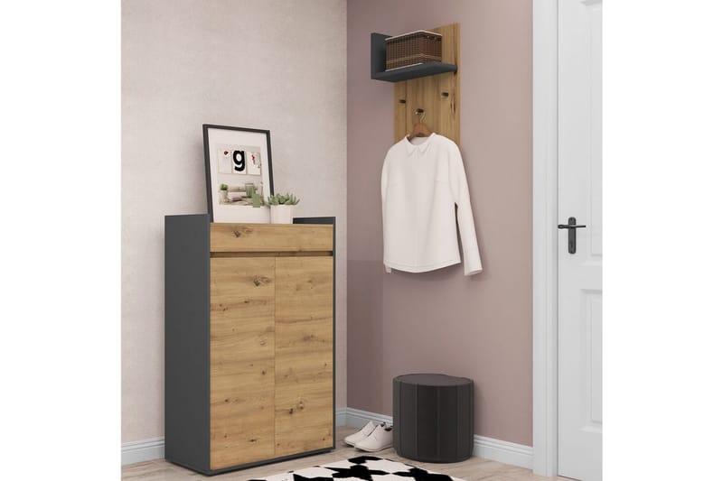 Skoplagring Kosmo Antrasitt/Eik - Antrasitt/Eik - Oppbevaring - Skooppbevaring - Skoskap