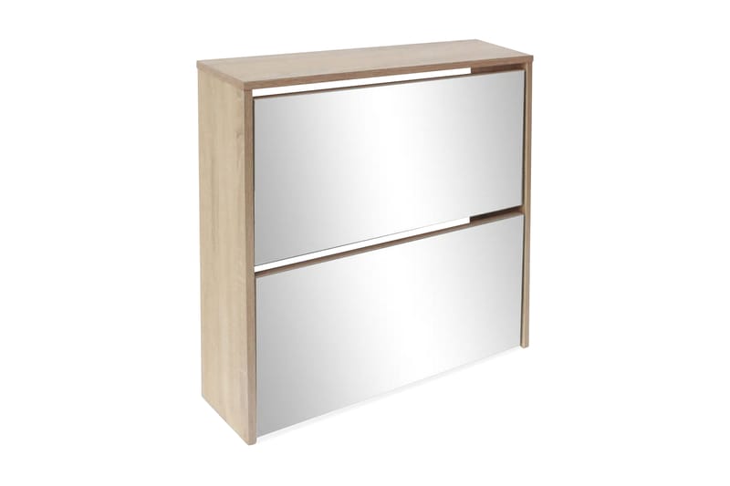 Skoskap 2 høyder speil eik 63x17x67 cm - Oppbevaring - Skooppbevaring - Skoskap