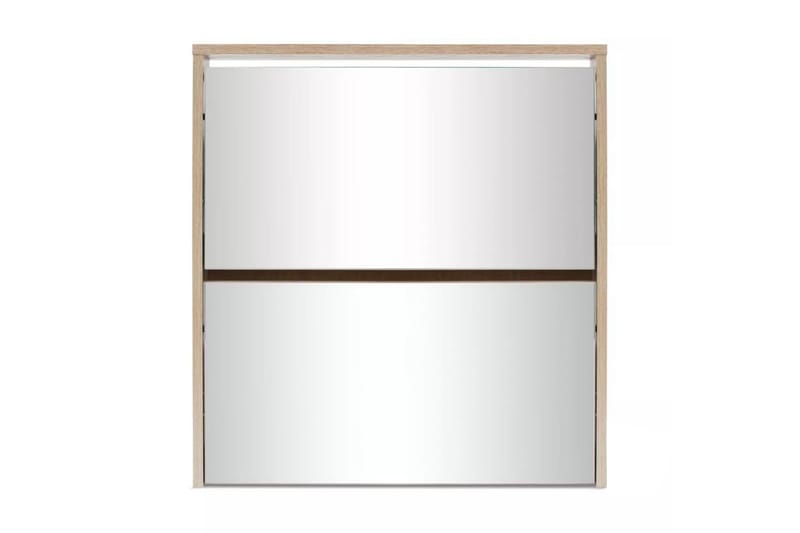 Skoskap 2 høyder speil eik 63x17x67 cm - Oppbevaring - Skooppbevaring - Skoskap