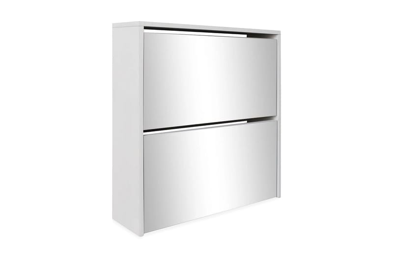 Skoskap 2 høyder speil hvit 63x17x67 cm - Oppbevaring - Skooppbevaring - Skoskap