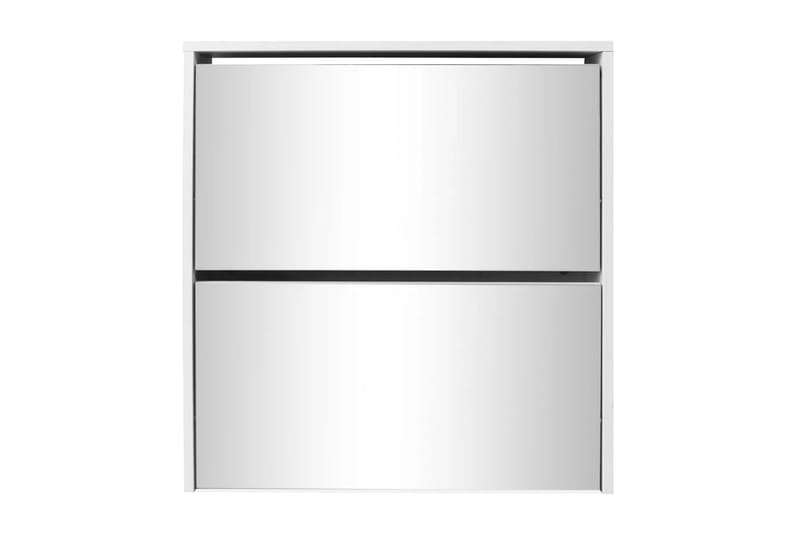 Skoskap 2 høyder speil hvit 63x17x67 cm - Oppbevaring - Skooppbevaring - Skoskap