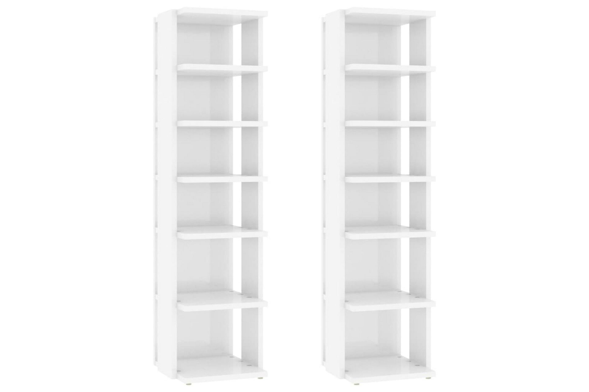 Skoskap 2 stk høyglans hvit 25x27x102 cm - Hvit - Oppbevaring - Skooppbevaring - Skoskap