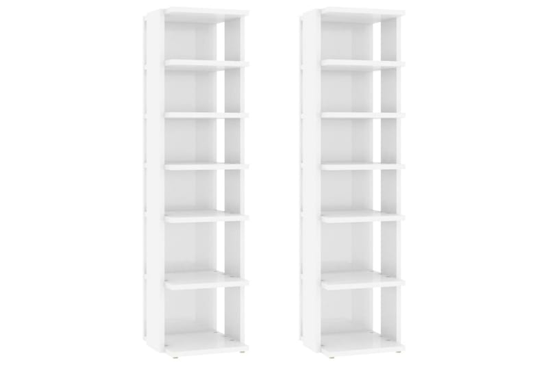 Skoskap 2 stk høyglans hvit 25x27x102 cm - Hvit - Oppbevaring - Skooppbevaring - Skoskap