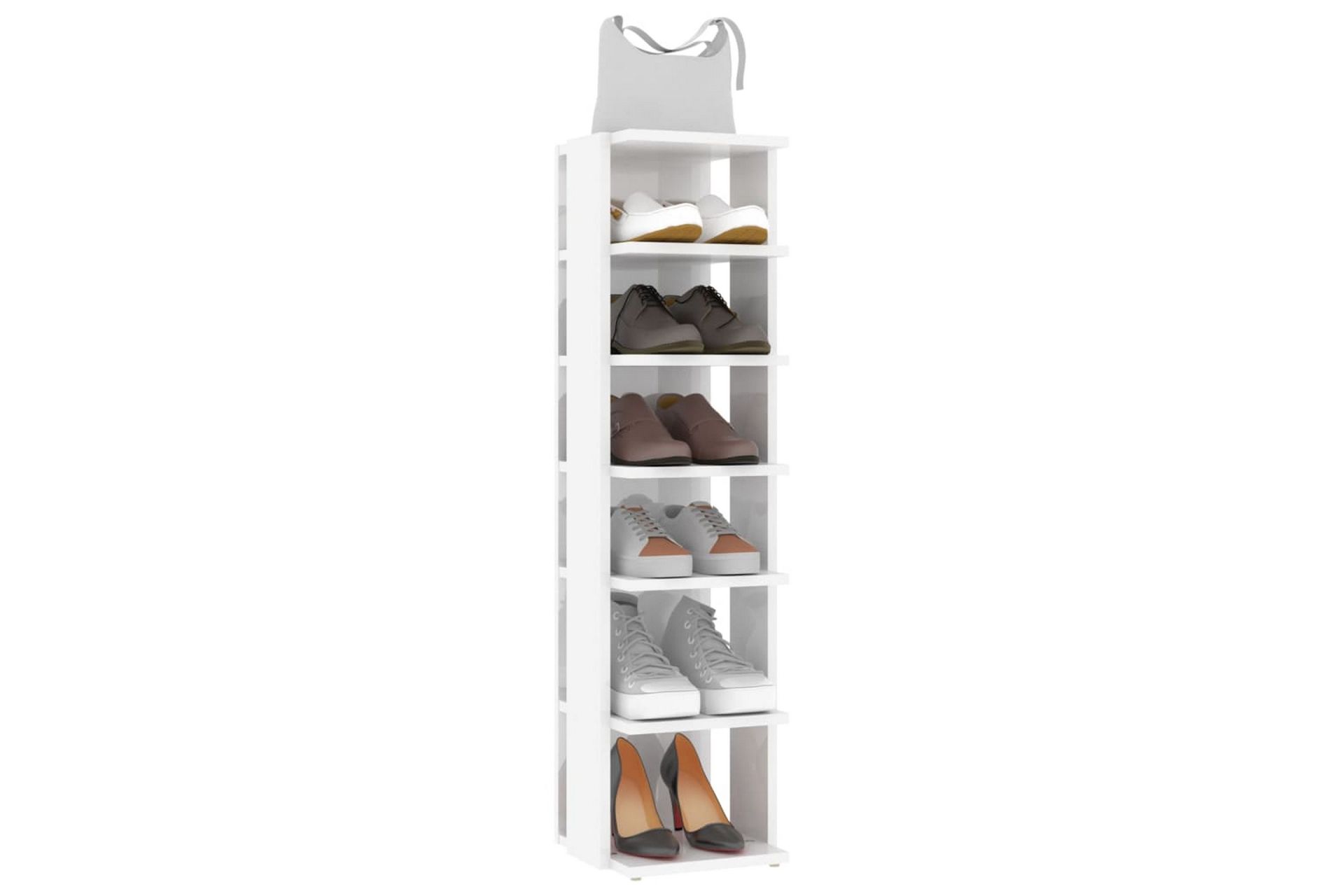 Skoskap 2 stk høyglans hvit 25x27x102 cm - Hvit - Oppbevaring - Skooppbevaring - Skoskap