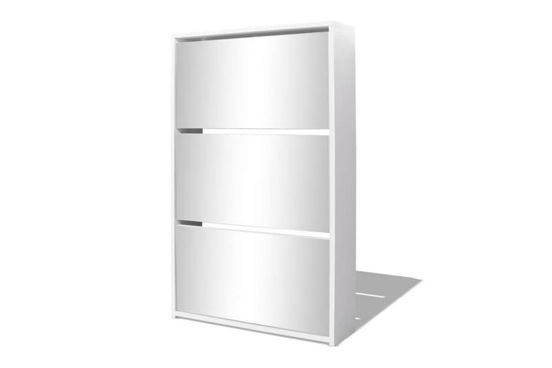Skoskap 3 høyder speil hvit 63x17x102,5 cm - Oppbevaring - Skooppbevaring - Skoskap