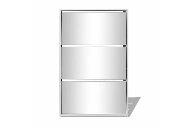 Skoskap 3 høyder speil hvit 63x17x102,5 cm - Oppbevaring - Skooppbevaring - Skoskap