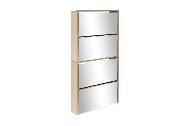 Skoskap 4 hyller speil eik 63x17x134 cm - Oppbevaring - Skooppbevaring - Skoskap