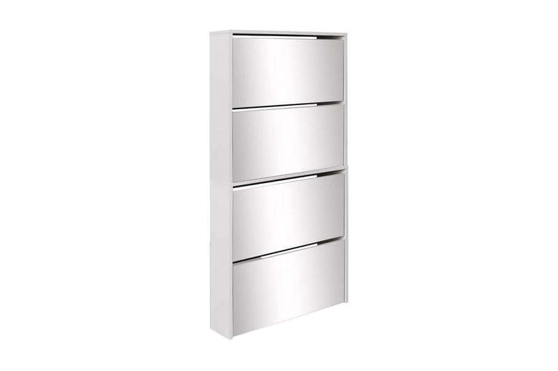 Skoskap 4 hyller speil hvit 63x17x134 cm - Oppbevaring - Skooppbevaring - Skoskap
