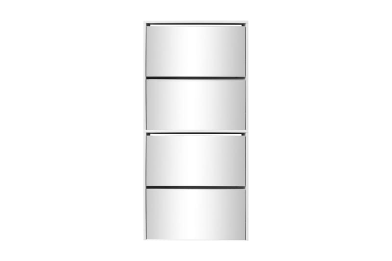 Skoskap 4 hyller speil hvit 63x17x134 cm - Oppbevaring - Skooppbevaring - Skoskap