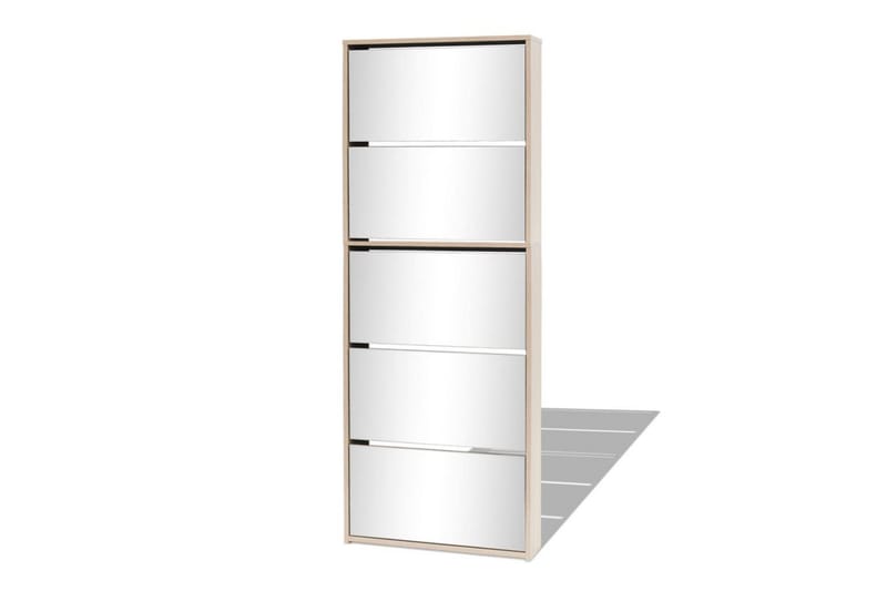 Skoskap 5 hyller speil eik 63x17x169,5 cm - Oppbevaring - Skooppbevaring - Skoskap