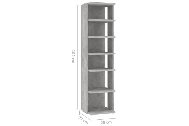 Skoskap betonggrå 2 stk 25x27x102 cm - Grå - Oppbevaring - Skooppbevaring