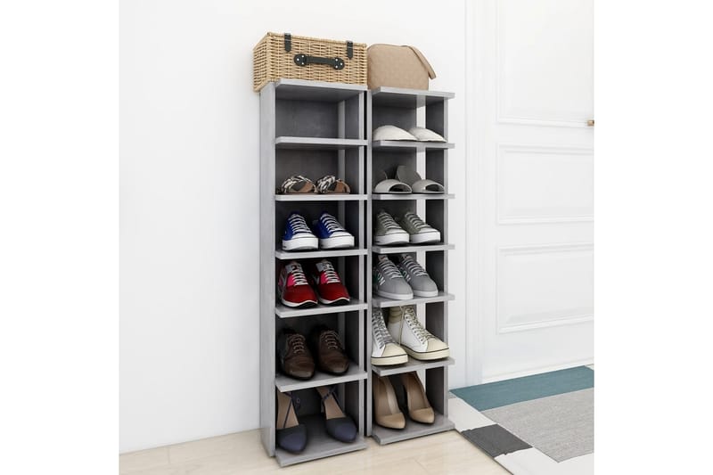 Skoskap betonggrå 2 stk 25x27x102 cm - Grå - Oppbevaring - Skooppbevaring