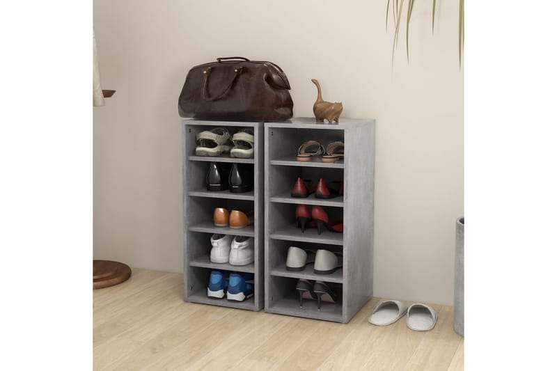 Skoskap betonggrå 2 stk 31,5x35x70 cm sponplate - Gr�å - Oppbevaring - Skooppbevaring