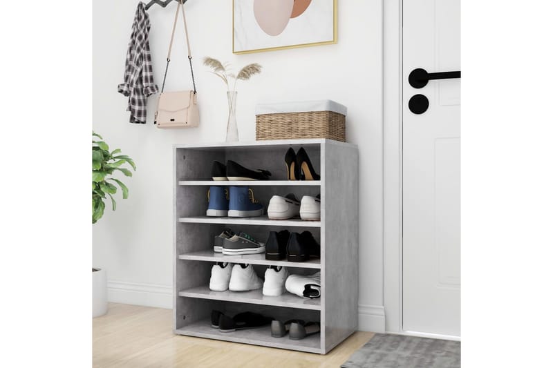 Skoskap betonggrå 60x35x70 cm sponplate - Grå - Oppbevaring - Skooppbevaring - Skoskap
