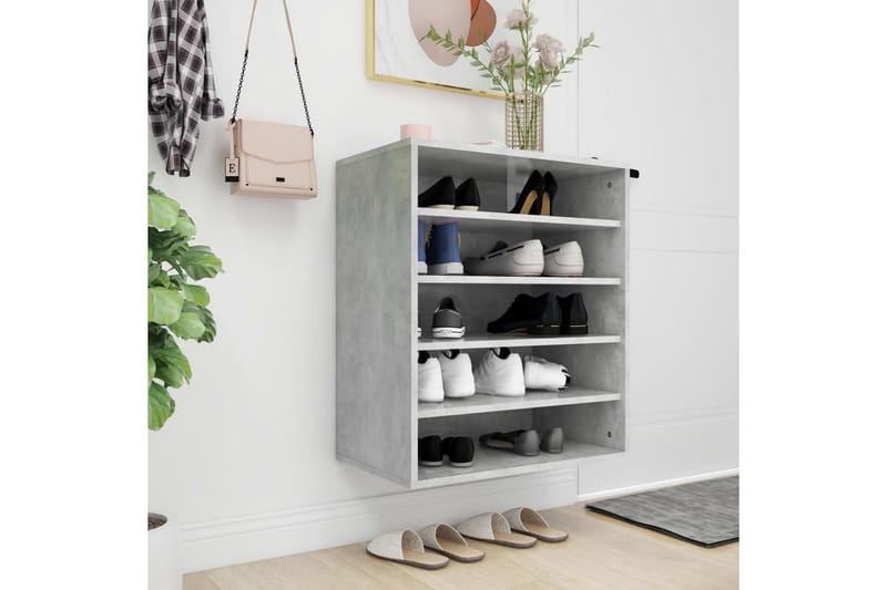 Skoskap betonggrå 60x35x70 cm sponplate - Grå - Oppbevaring - Skooppbevaring - Skoskap
