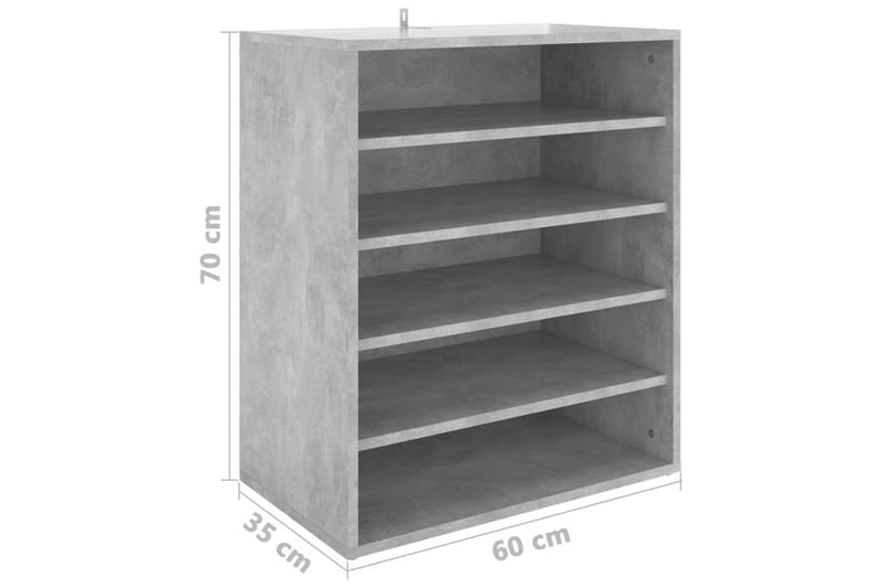 Skoskap betonggrå 60x35x70 cm sponplate - Grå - Oppbevaring - Skooppbevaring - Skoskap