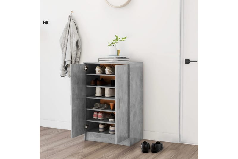 Skoskap betonggrå 60x35x92 cm sponplate - Grå - Oppbevaring - Skooppbevaring - Skoskap