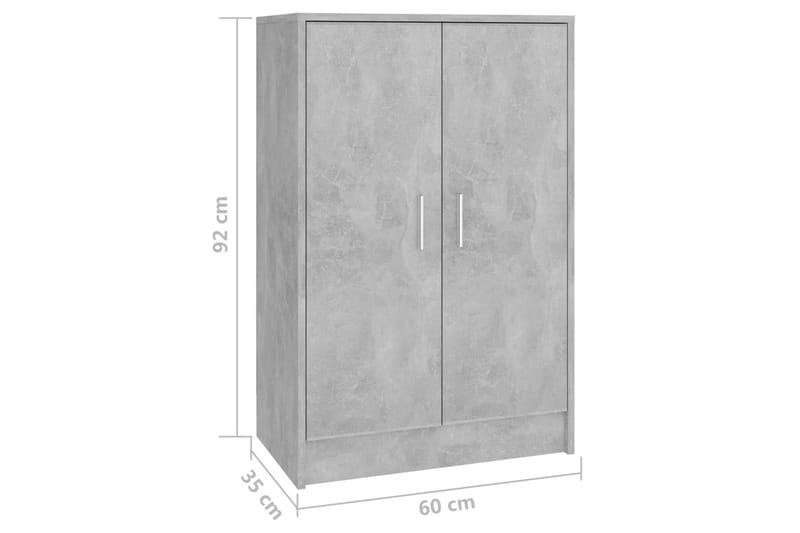 Skoskap betonggrå 60x35x92 cm sponplate - Grå - Oppbevaring - Skooppbevaring - Skoskap