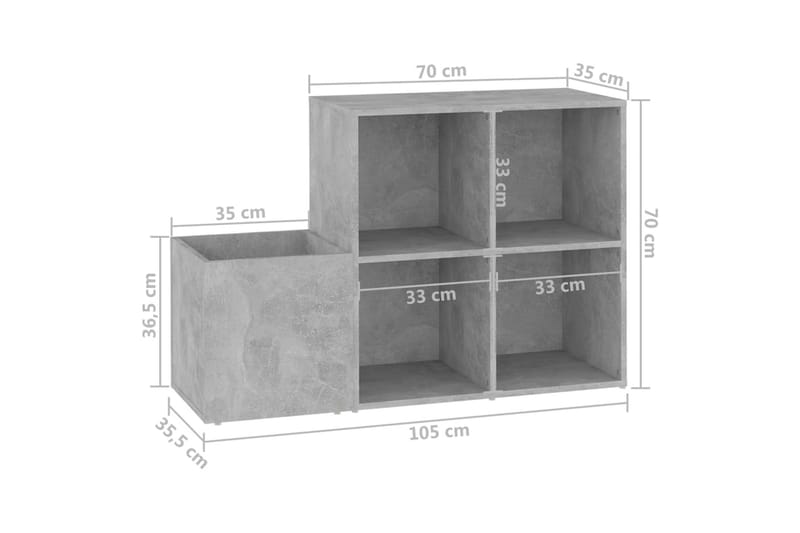Skoskap for gang betonggrå 105x35,5x70 cm sponplate - Grå - Skoskap - Gangoppbevaring - Skooppbevaring