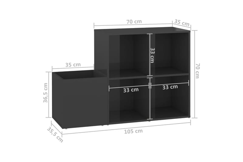 Skoskap for gang høyglans grå 105x35,5x70 cm sponplate - Grå - Oppbevaring - Skooppbevaring - Skoskap