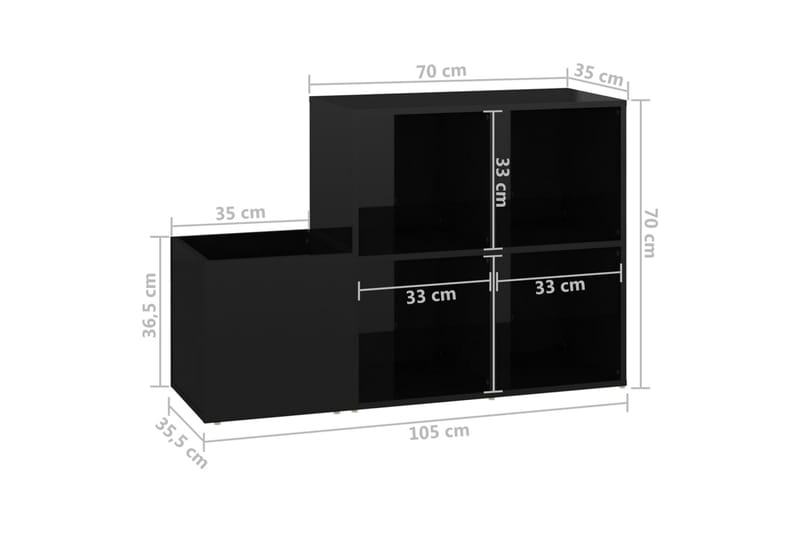 Skoskap for gang høyglans svart 105x35,5x70 cm sponplate - Svart - Oppbevaring - Skooppbevaring - Skoskap