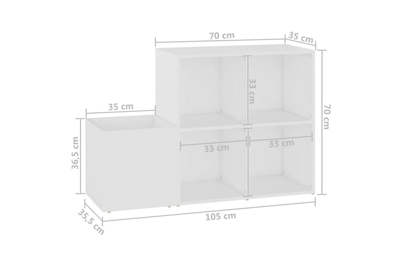 Skoskap for gang hvit 105x35,5x70 cm sponplate - Hvit - Skoskap - Gangoppbevaring - Skooppbevaring