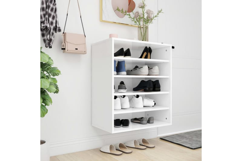 Skoskap høyglans hvit 60x35x70 cm sponplate - Hvit - Oppbevaring - Skooppbevaring - Skoskap