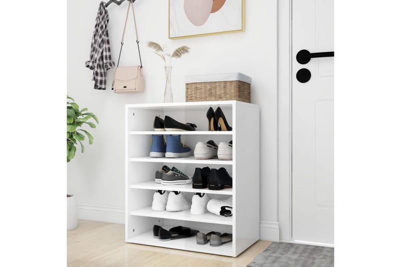 Skoskap høyglans hvit 60x35x70 cm sponplate - Hvit - Oppbevaring - Skooppbevaring - Skoskap