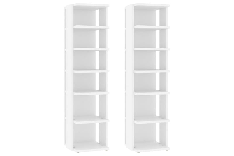 Skoskap hvit 2 stk 25x27x102 cm sponplate - Hvit - Oppbevaring - Skooppbevaring