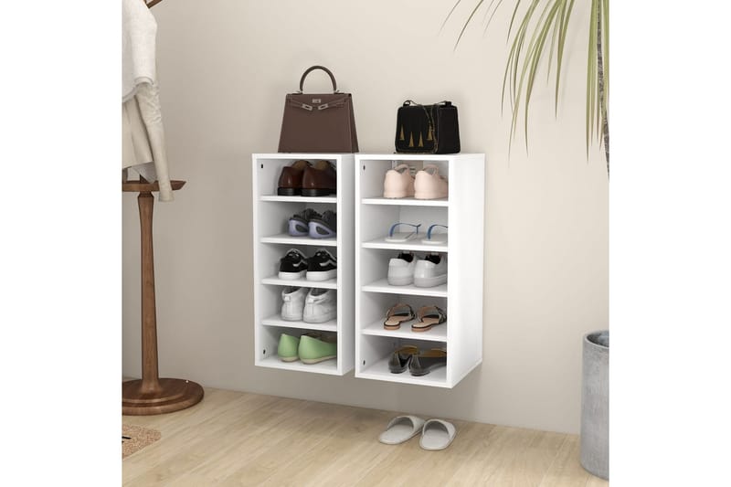 Skoskap hvit 2 stk 31,5x35x70 cm sponplate - Hvit - Oppbevaring - Skooppbevaring - Skoskap