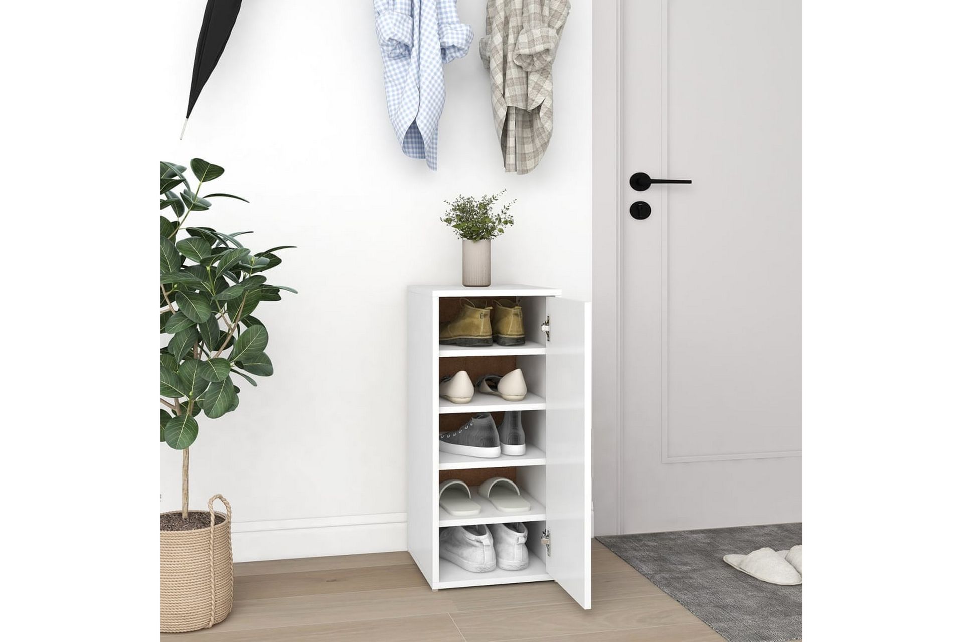 Skoskap hvit 2 stk 32x35x70 cm sponplate - Hvit - Oppbevaring - Skooppbevaring - Skoskap