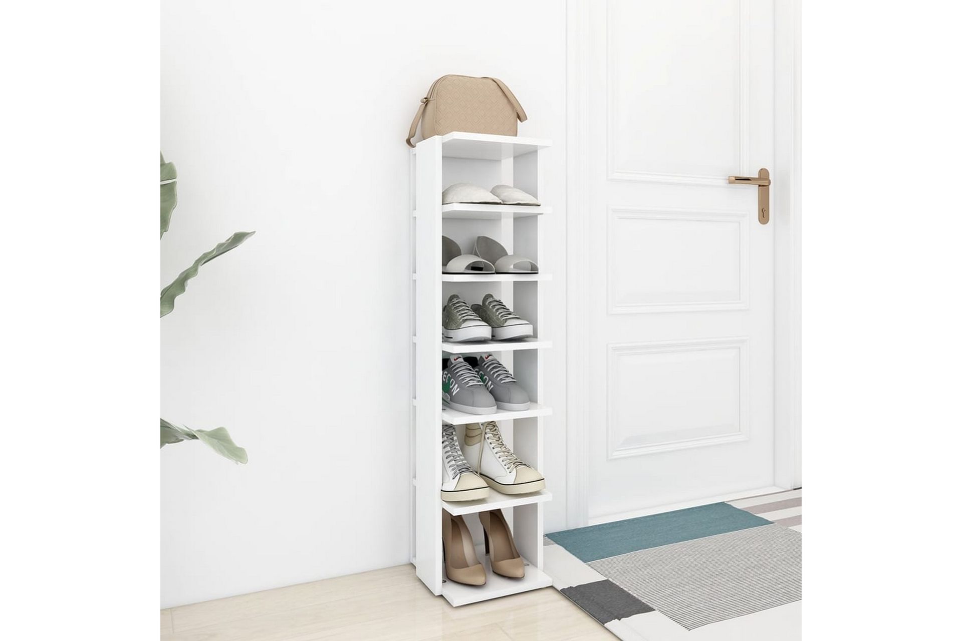 Skoskap hvit 25x27x102 cm sponplate - Hvit - Oppbevaring - Skooppbevaring - Skoskap