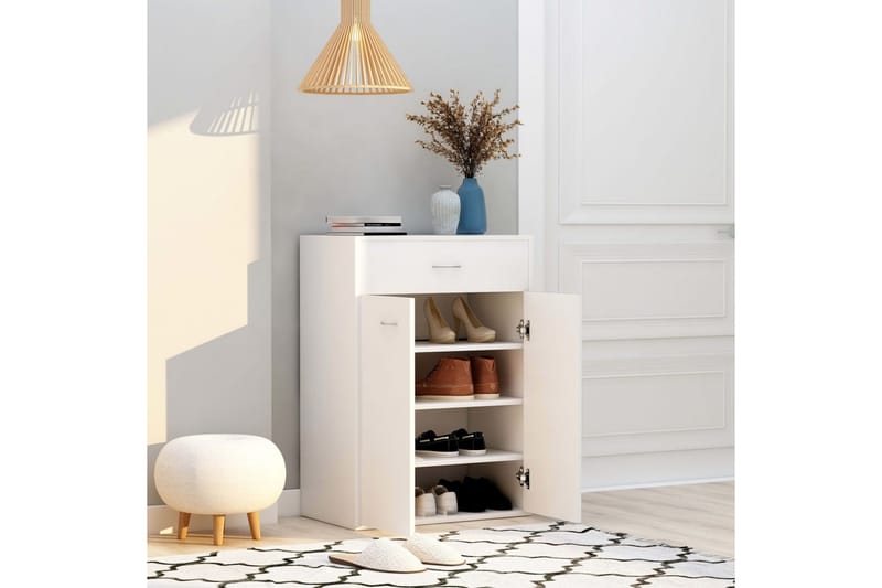 Skoskap hvit 60x35x84 cm sponplate - Hvit - Oppbevaring - Skooppbevaring - Skoskap