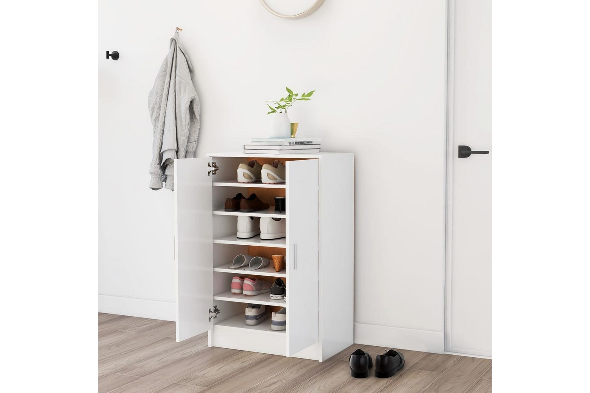Skoskap hvit 60x35x92 cm sponplate - Hvit - Oppbevaring - Skooppbevaring - Skoskap