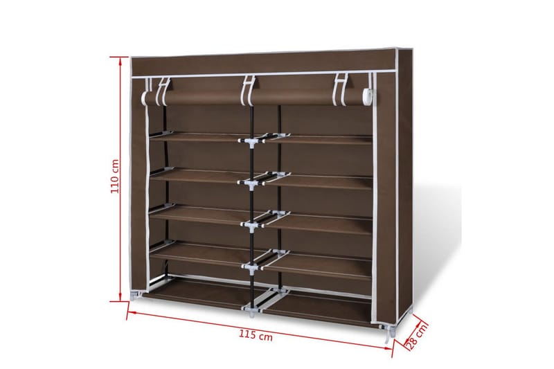 Skoskap i stoff med trekk 115 x 28 x 110 cm brun - Oppbevaring - Skooppbevaring