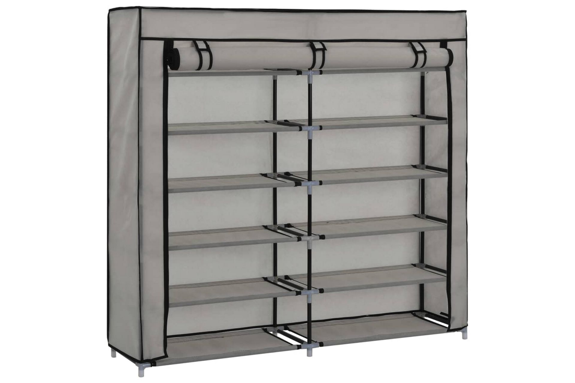 Skoskap med trekk grå 115x28x110 cm stoff - Oppbevaring - Skooppbevaring