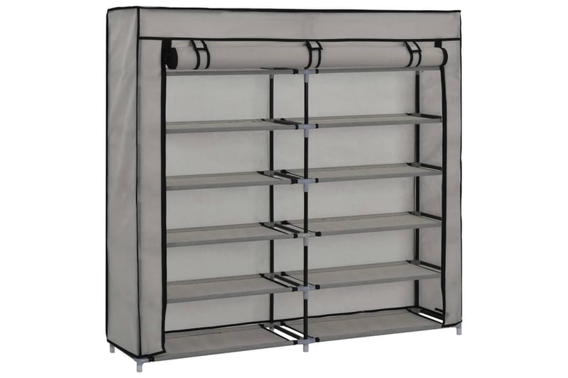 Skoskap med trekk grå 115x28x110 cm stoff - Oppbevaring - Skooppbevaring