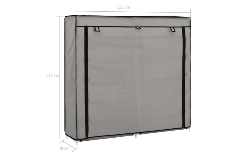 Skoskap med trekk grå 115x28x110 cm stoff - Oppbevaring - Skooppbevaring