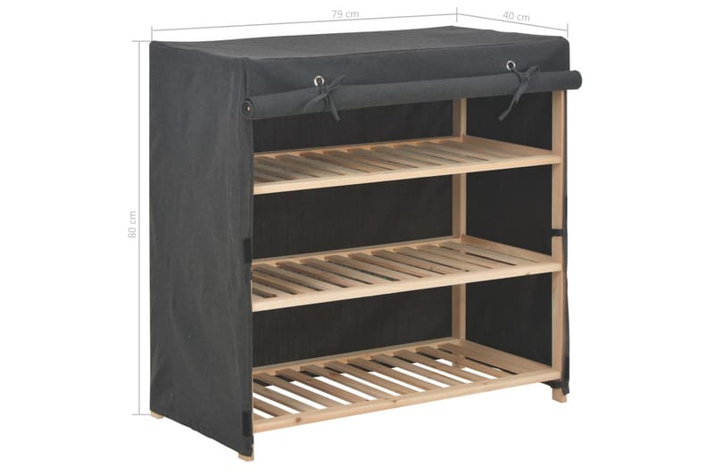 Skoskap med trekk grå 79x40x80 cm stoff - Oppbevaring - Skooppbevaring