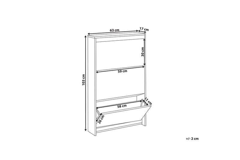 Skoskap Midfield Hvit, Sølv, 63x17x103 cm - Hvit, Sølv, 63x17x103 cm - Oppbevaring - Skooppbevaring - Skoskap