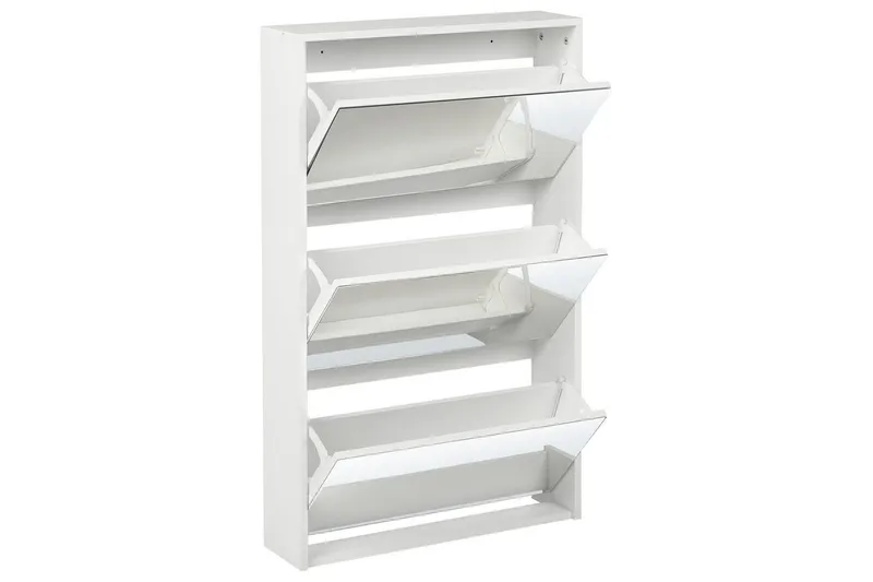 Skoskap Midfield Hvit, Sølv, 63x17x103 cm - Hvit, Sølv, 63x17x103 cm - Oppbevaring - Skooppbevaring - Skoskap