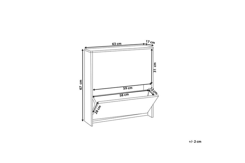 Skoskap Midfield Hvit, Sølv, 63x17x67 cm - Hvit, Sølv, 63x17x67 cm - Oppbevaring - Skooppbevaring - Skoskap
