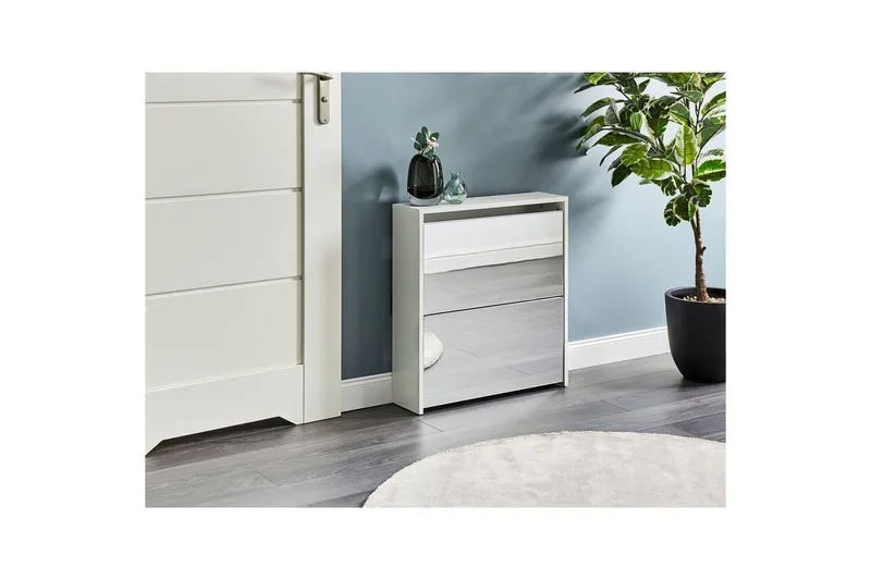 Skoskap Midfield Hvit, Sølv, 63x17x67 cm - Hvit, Sølv, 63x17x67 cm - Oppbevaring - Skooppbevaring - Skoskap