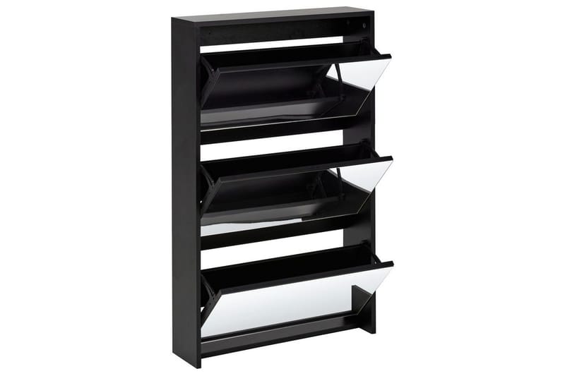 Skoskap Midfield Sort, Sølv, 63x17x103 cm - Sort, Sølv, 63x17x103 cm - Oppbevaring - Skooppbevaring - Skoskap