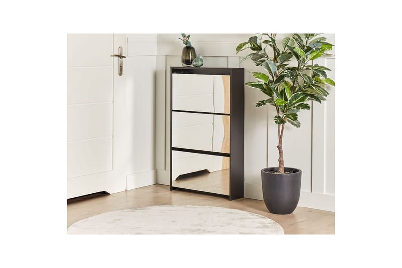 Skoskap Midfield Sort, Sølv, 63x17x103 cm - Sort, Sølv, 63x17x103 cm - Oppbevaring - Skooppbevaring - Skoskap