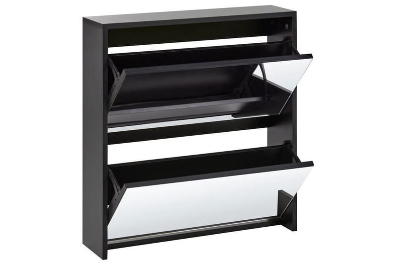 Skoskap Midfield Sort, Sølv, 63x17x67 cm - Sort, Sølv, 63x17x67 cm - Oppbevaring - Skooppbevaring - Skoskap
